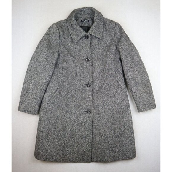 CHADWICK'S - WOMEN'S GRAY WOOL BLEND OVERCOAT - SIZE 12P - Picture 2 of 8